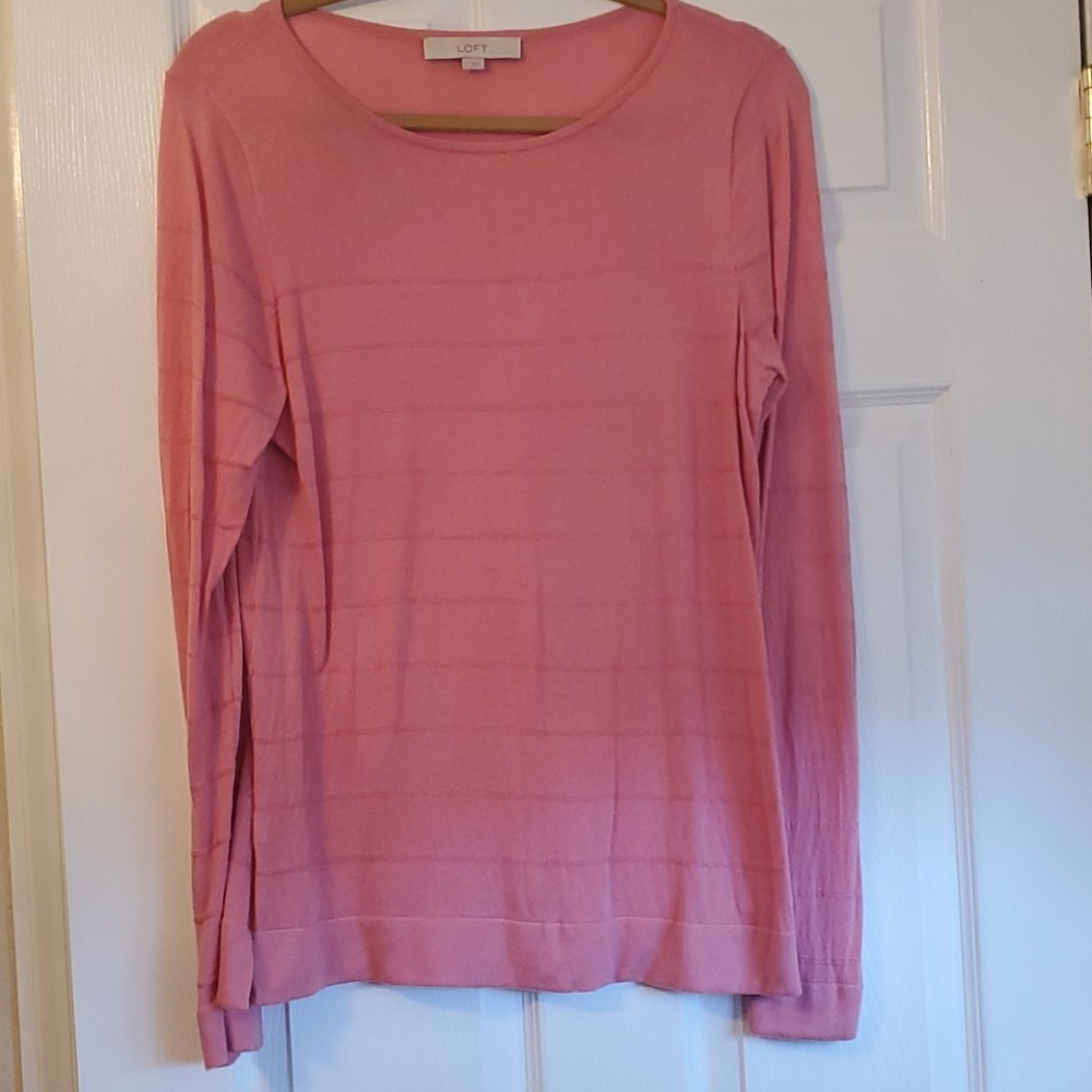 Loft long sleeve pink top. Size L.